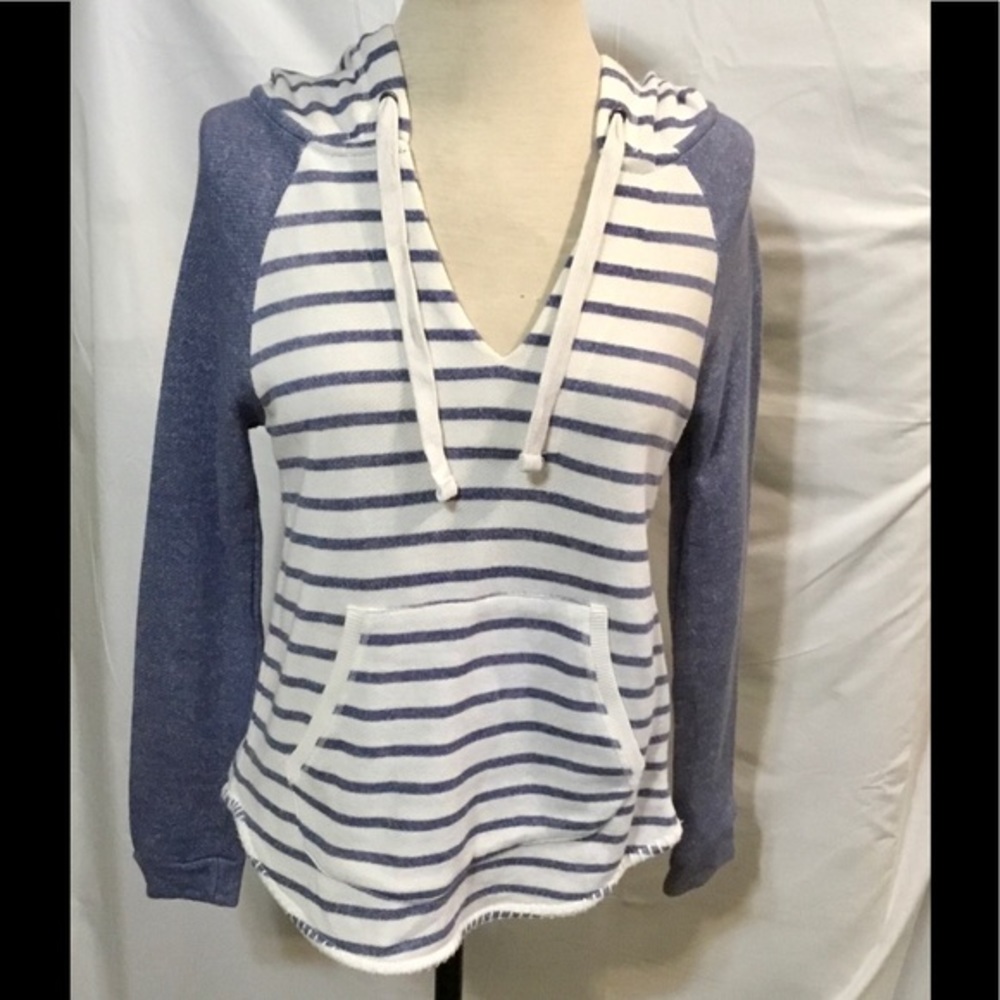 Derek Heart Blue & White Hooded Sweater